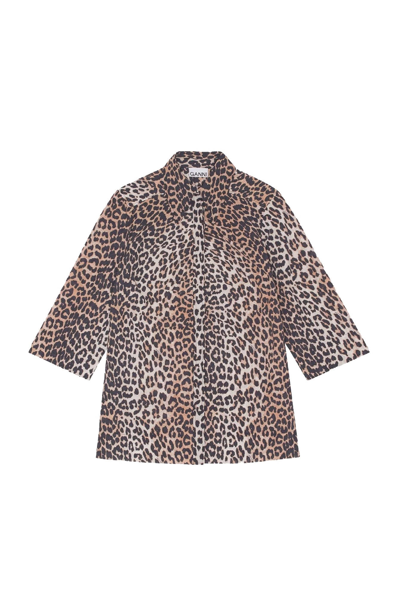 Chemise froncée léger en coton - Leopard