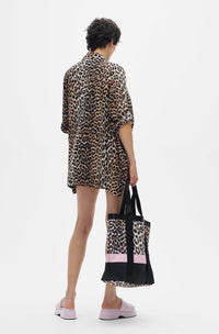 Chemise froncée léger en coton - Leopard