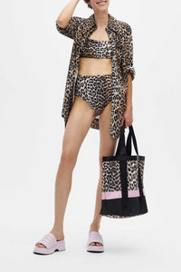 Chemise froncée léger en coton - Leopard