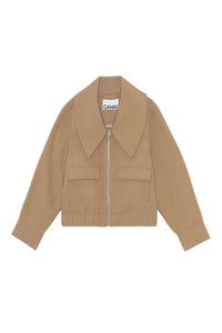 Jacket with pockets and pointed collar - Tiger's Eye