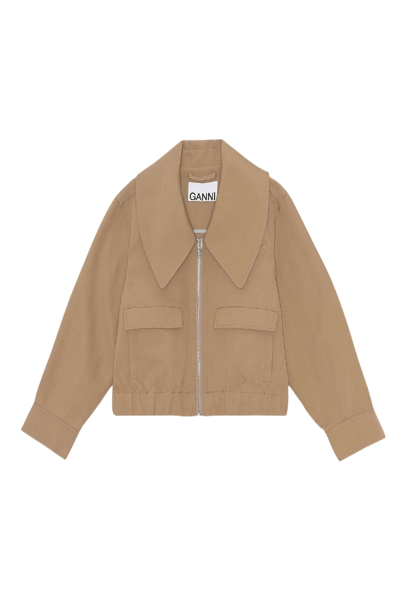 Jacket with pockets and pointed collar - Tiger's Eye