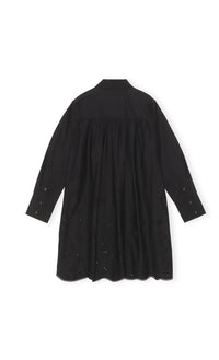 Robe courte chemise large en broderie anglaise - Black