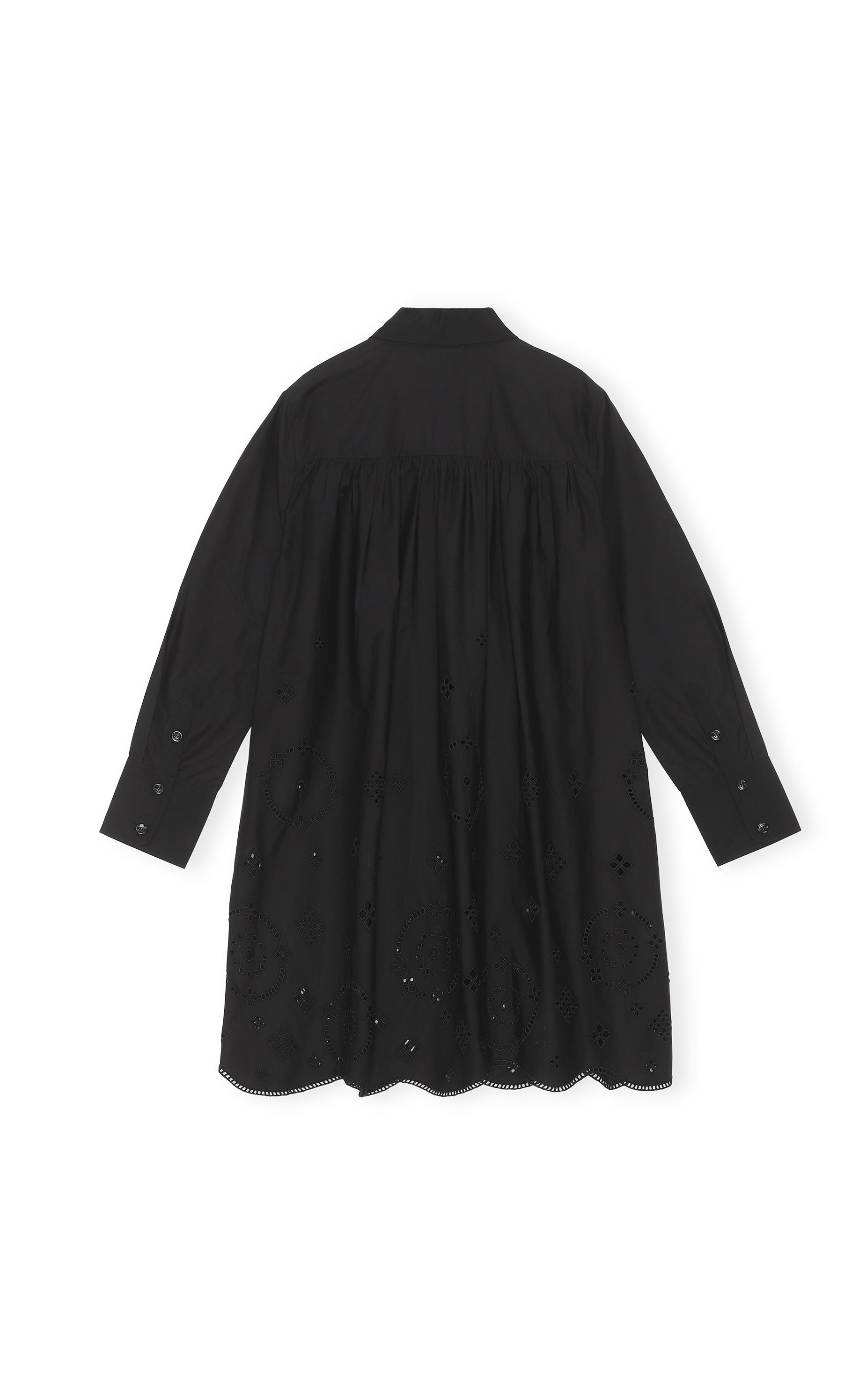 Robe courte chemise large en broderie anglaise - Black