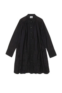 Wide shirt short dress in broderie anglaise - Black