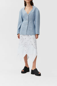 Jupe midi en broderie anglaise - Illusion Blue