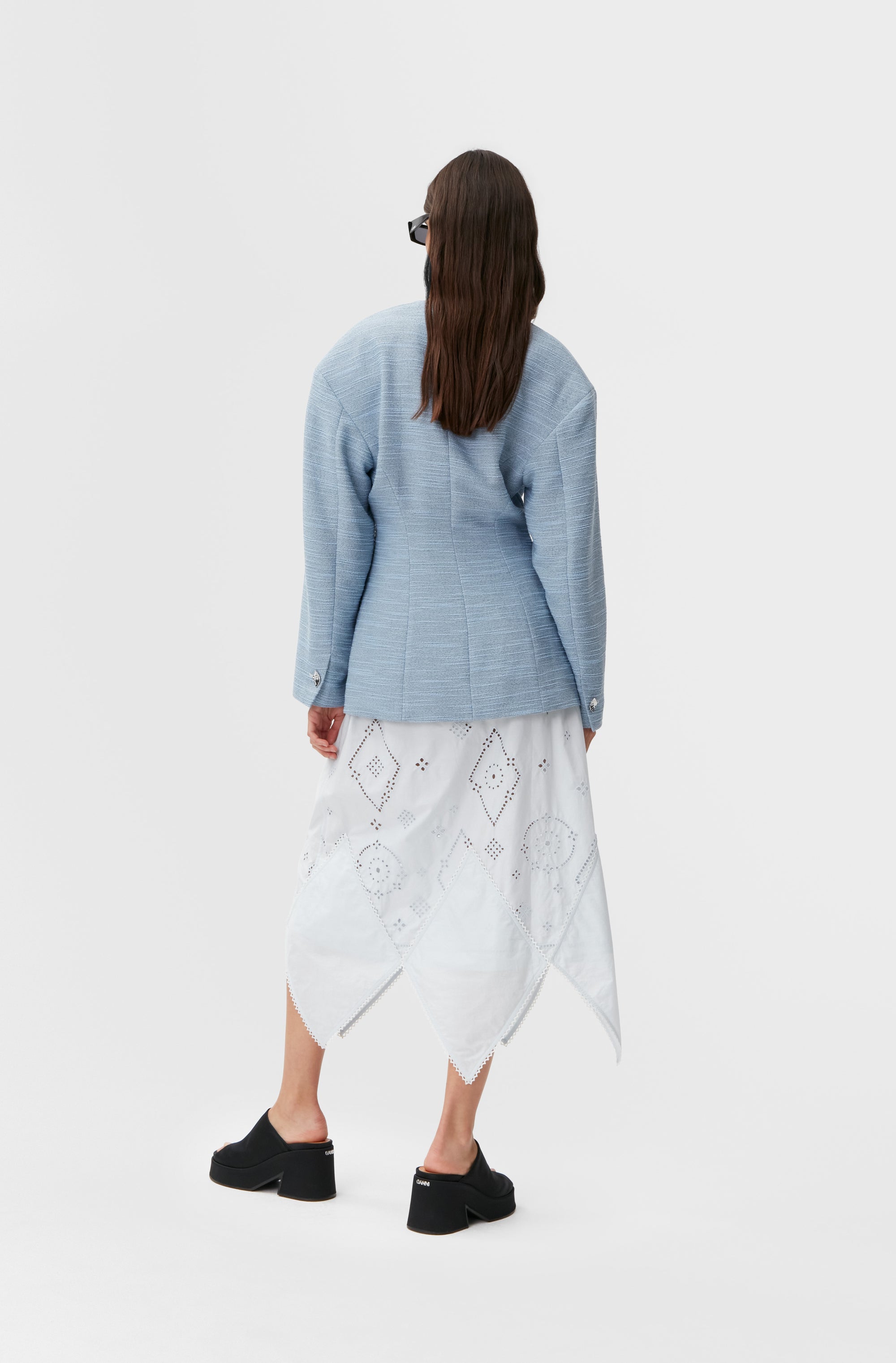 Jupe midi en broderie anglaise - Illusion Blue