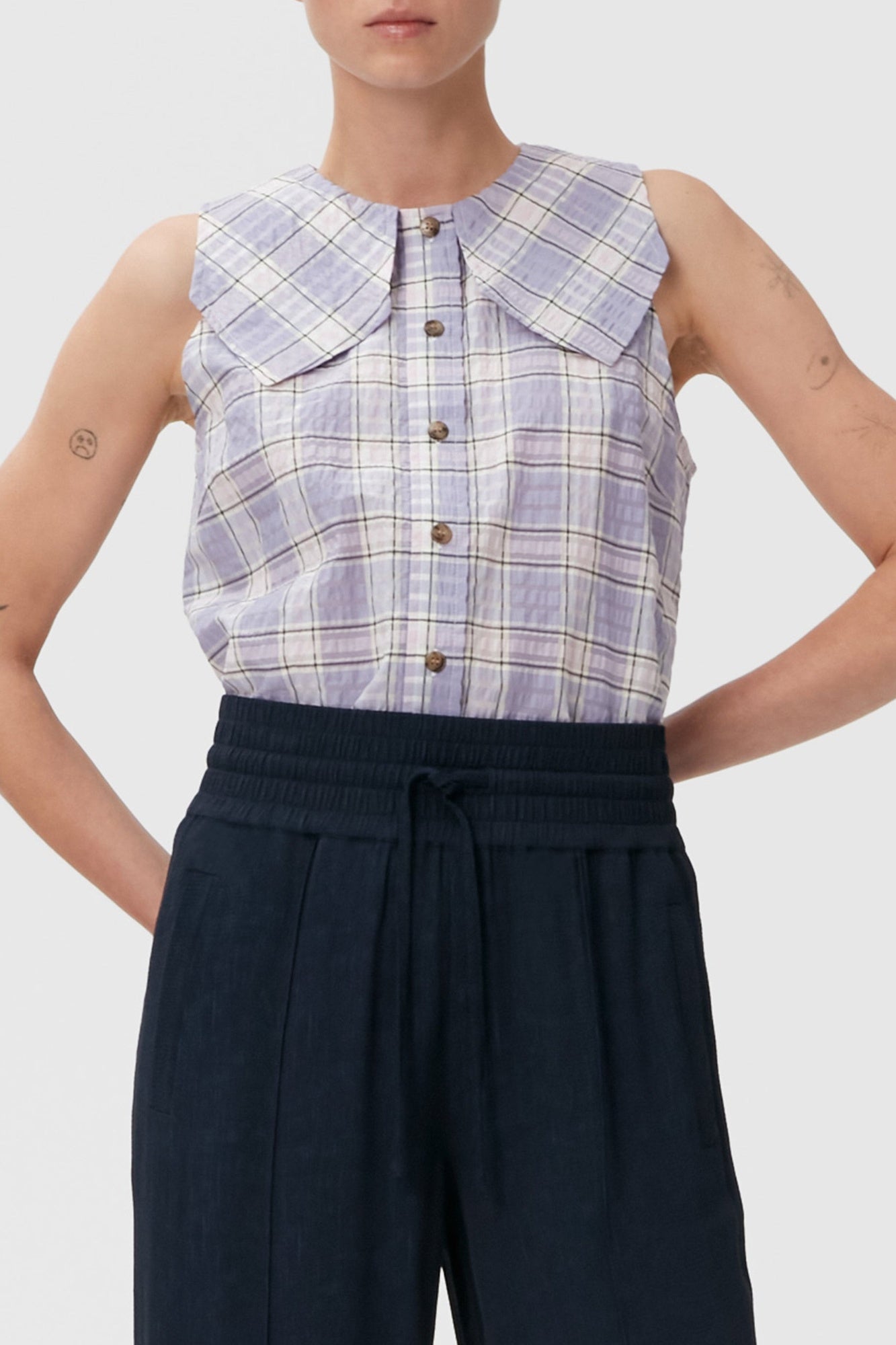 Sleeveless shirt - Check Persian Violet