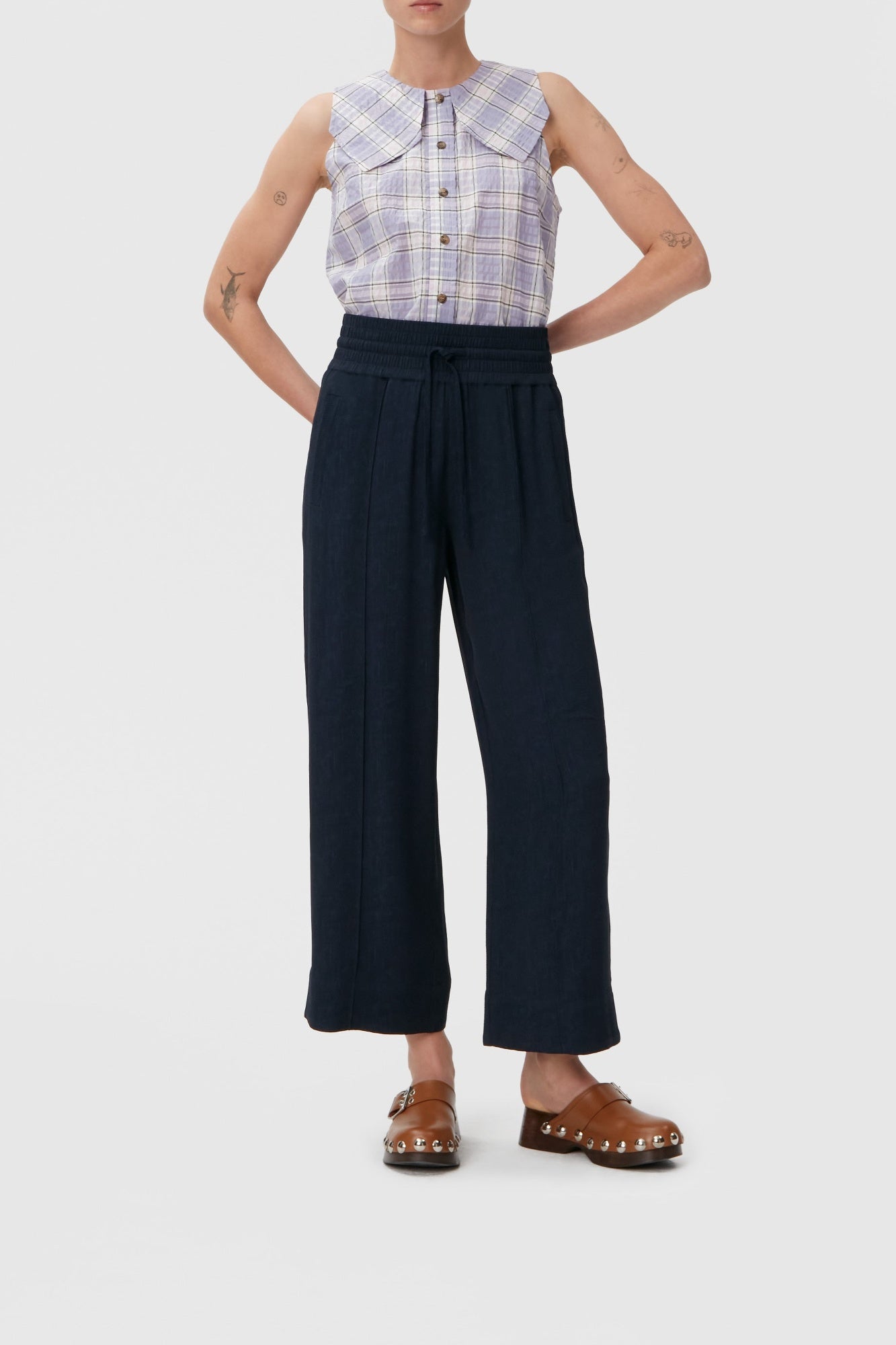 Sleeveless shirt - Check Persian Violet