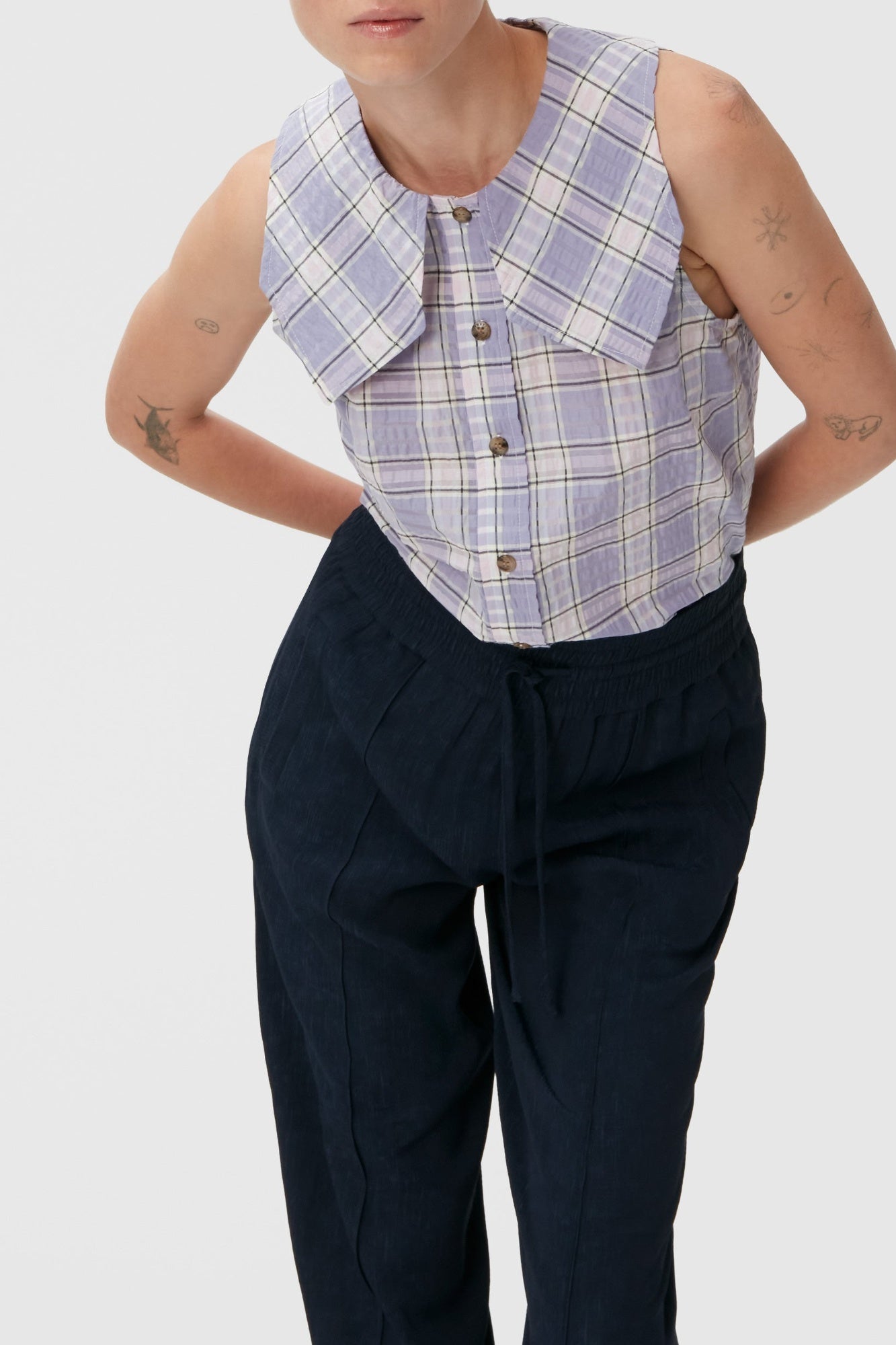 Sleeveless shirt - Check Persian Violet
