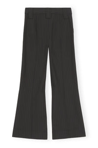 Pantalon court taille haute bootcut à rayures - Black