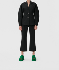 Pantalon court taille haute bootcut à rayures - Black