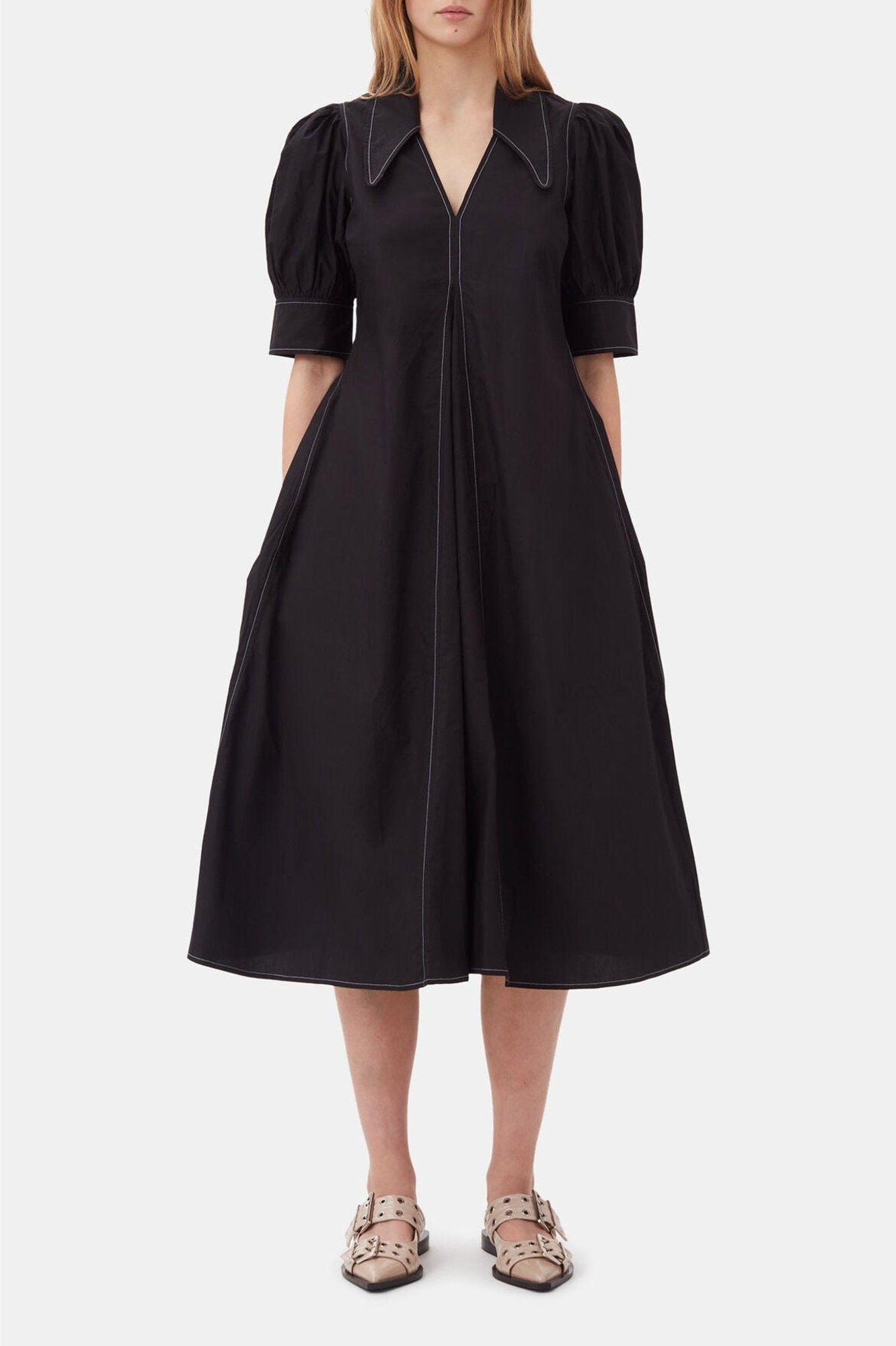 Robe midi en coton - Black