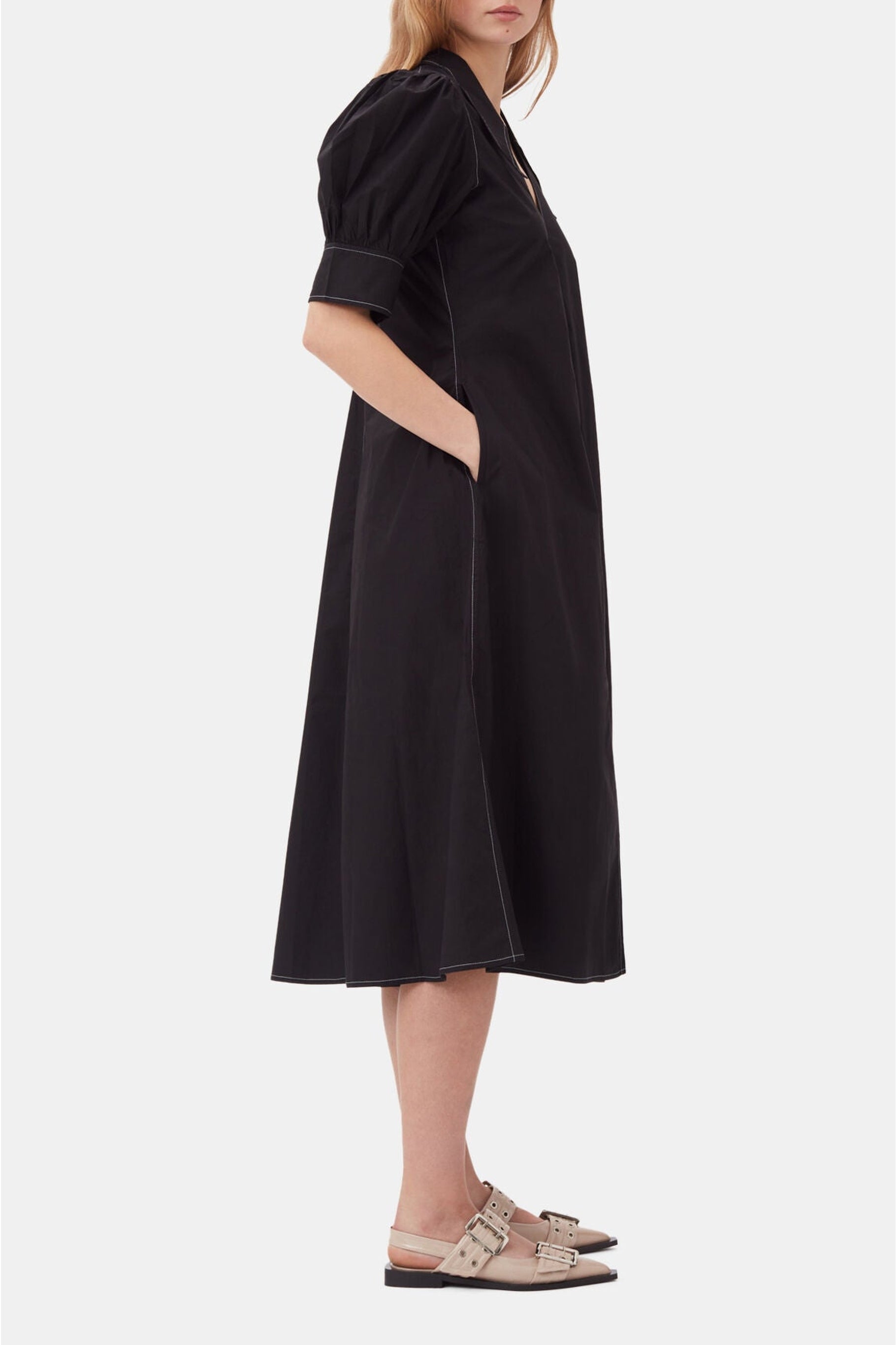 Robe midi en coton - Black