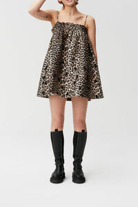 Short babydoll dress with embellishments - Leopard