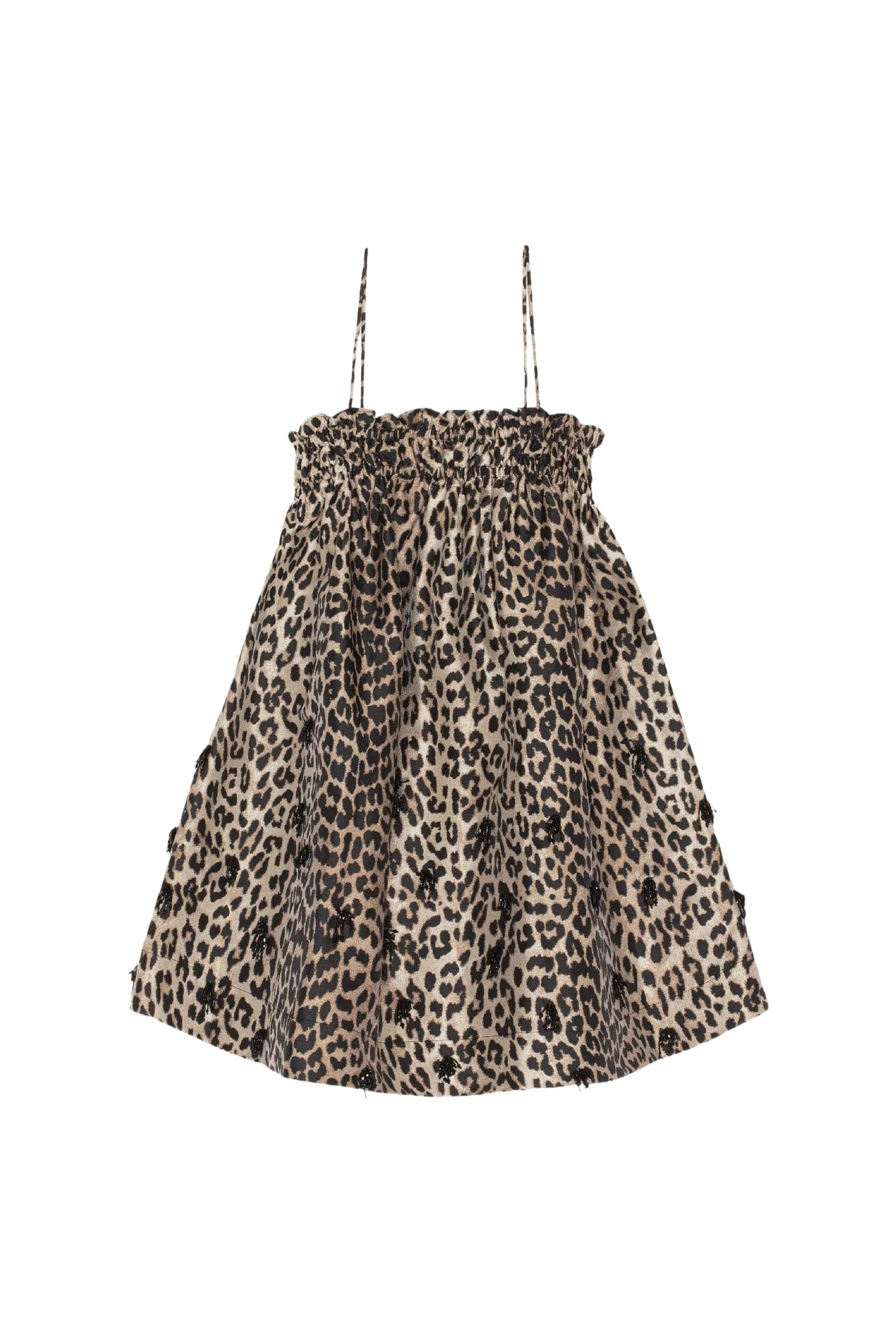 Short babydoll dress with embellishments - Leopard