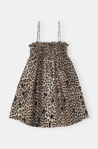 Short babydoll dress with embellishments - Leopard