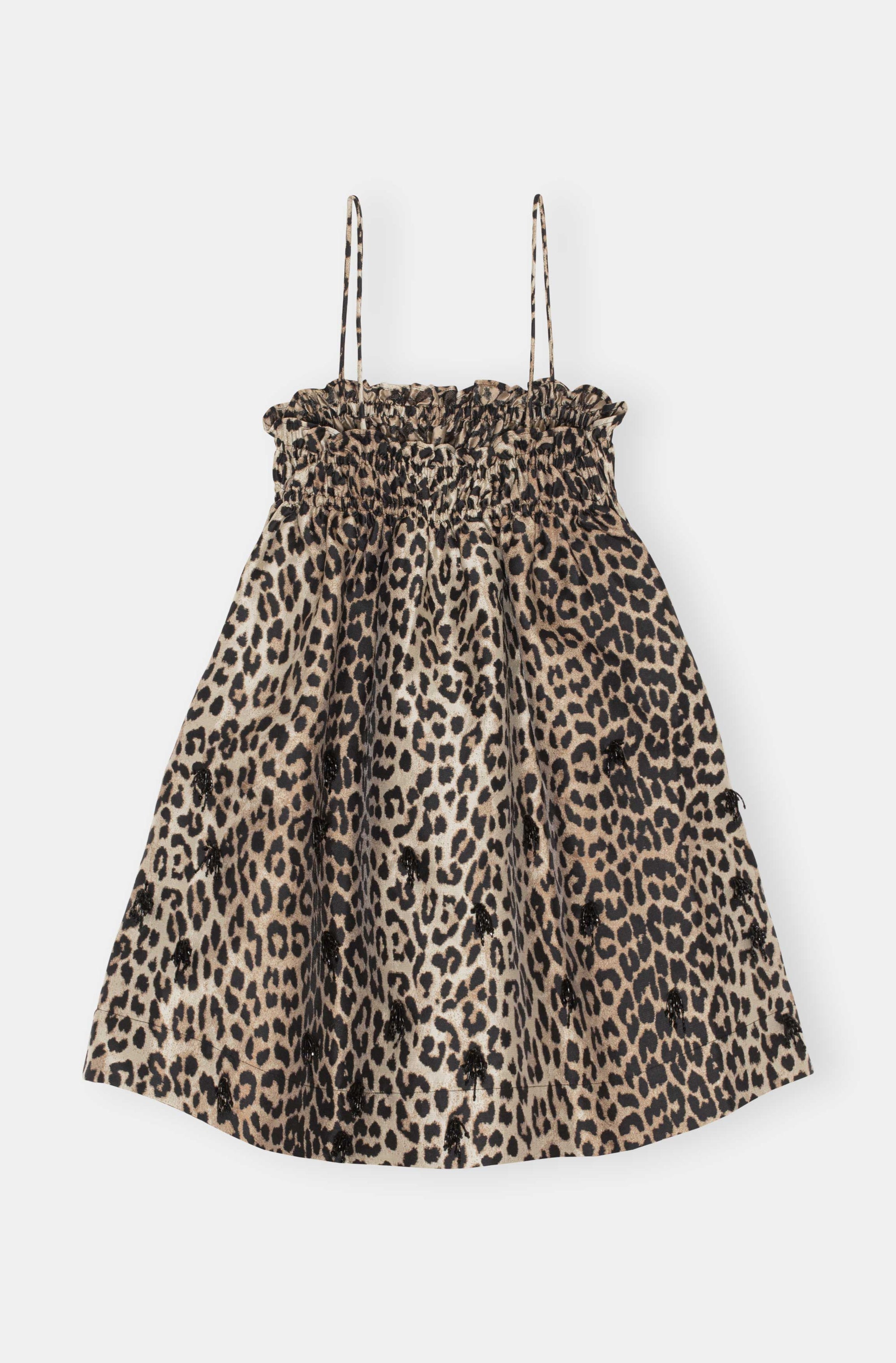 Short babydoll dress with embellishments - Leopard