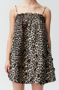 Short babydoll dress with embellishments - Leopard