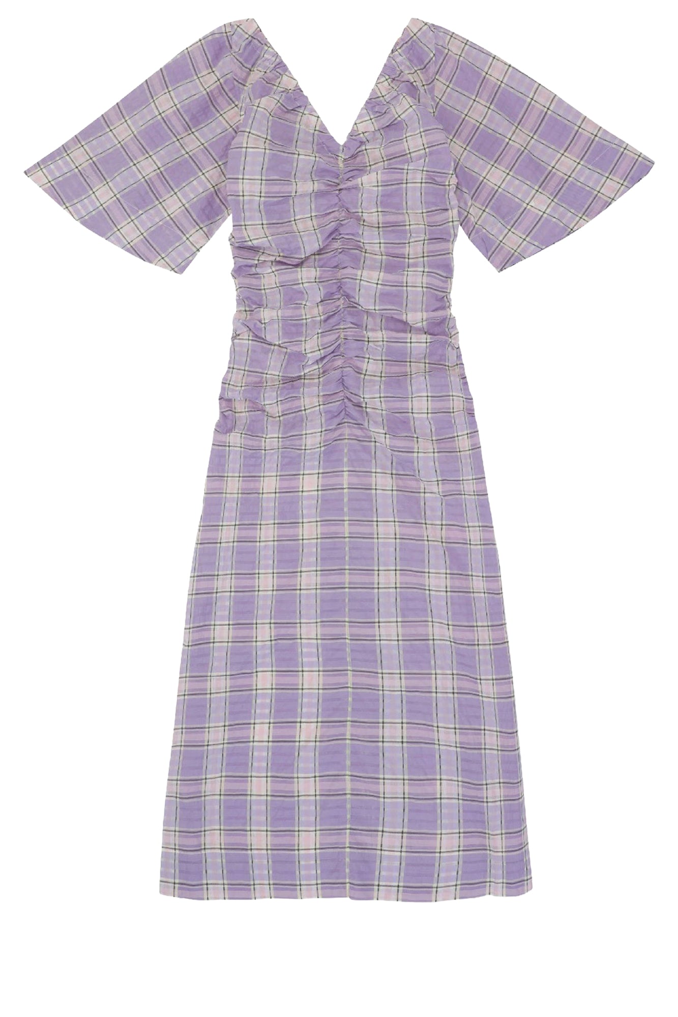 Robe midi en seersucker - Check Persian Violet