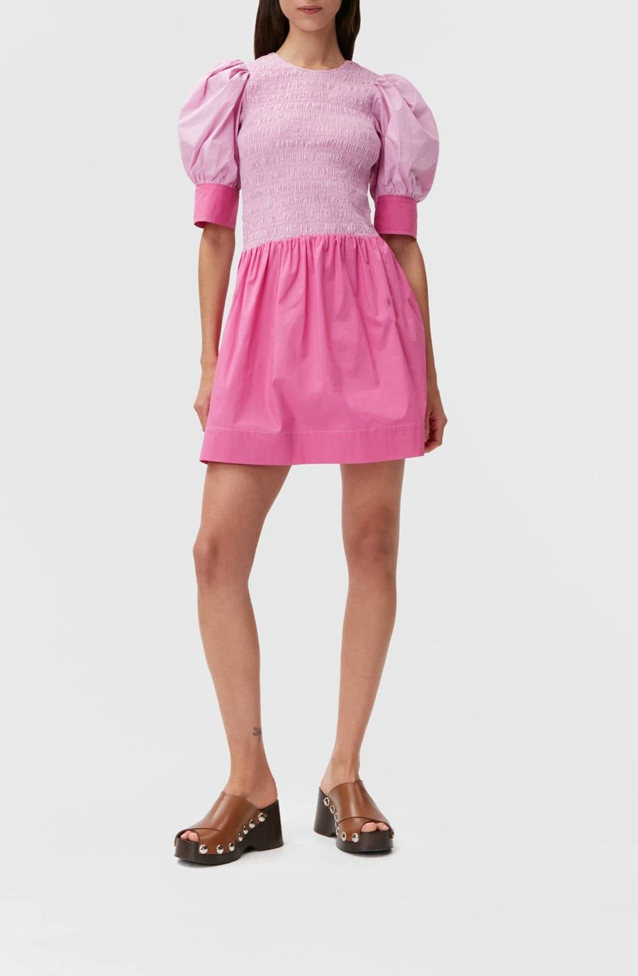 Robe courte à smocks - Phlox Pink