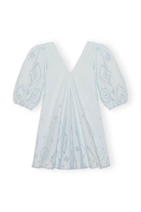 Robe courte à manches bouffantes en broderie anglaise - Illusion Blue