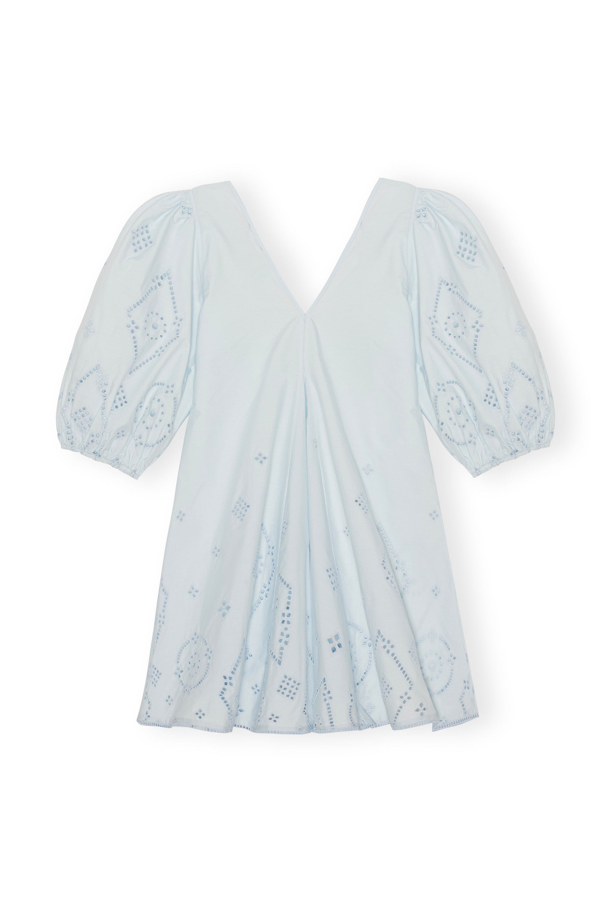 Robe courte à manches bouffantes en broderie anglaise - Illusion Blue