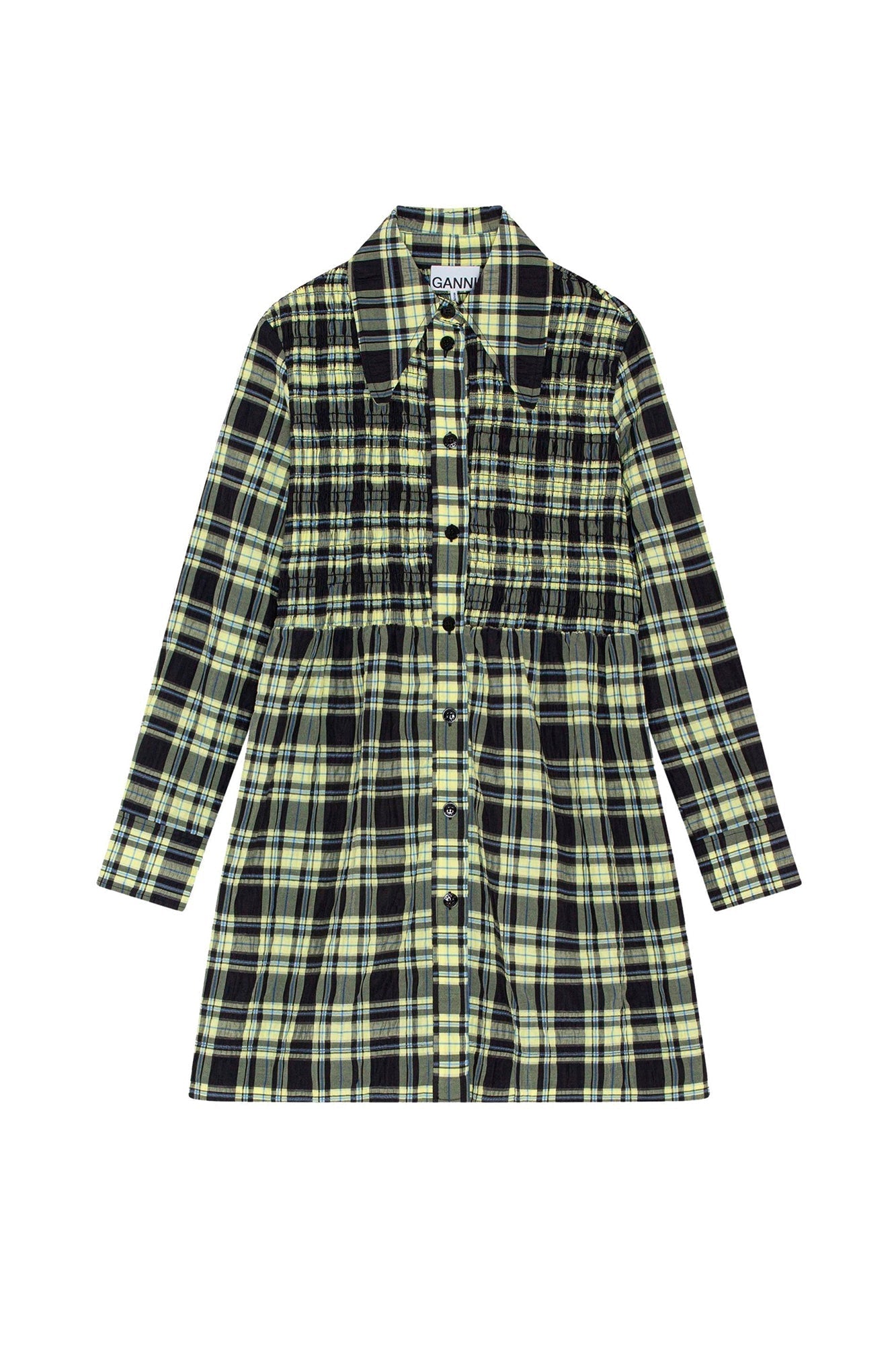 Robe courte à carreaux en coton - Check Elfin Yellow