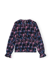 Pleated georgette blouse with smocks - Lilac Sachet