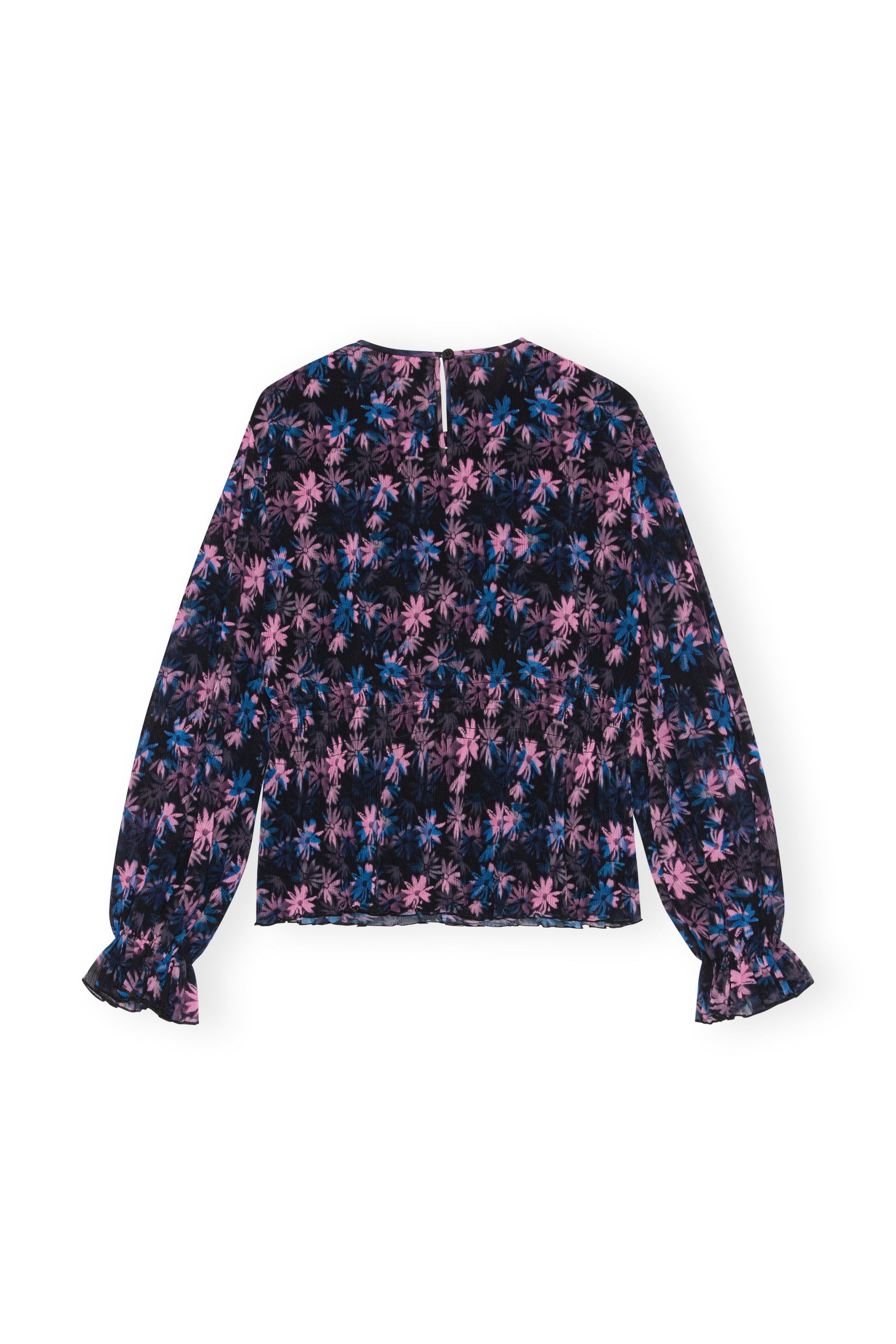 Pleated georgette blouse with smocks - Lilac Sachet