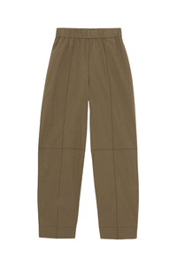Curved trousers with elastic waistband - Teak
