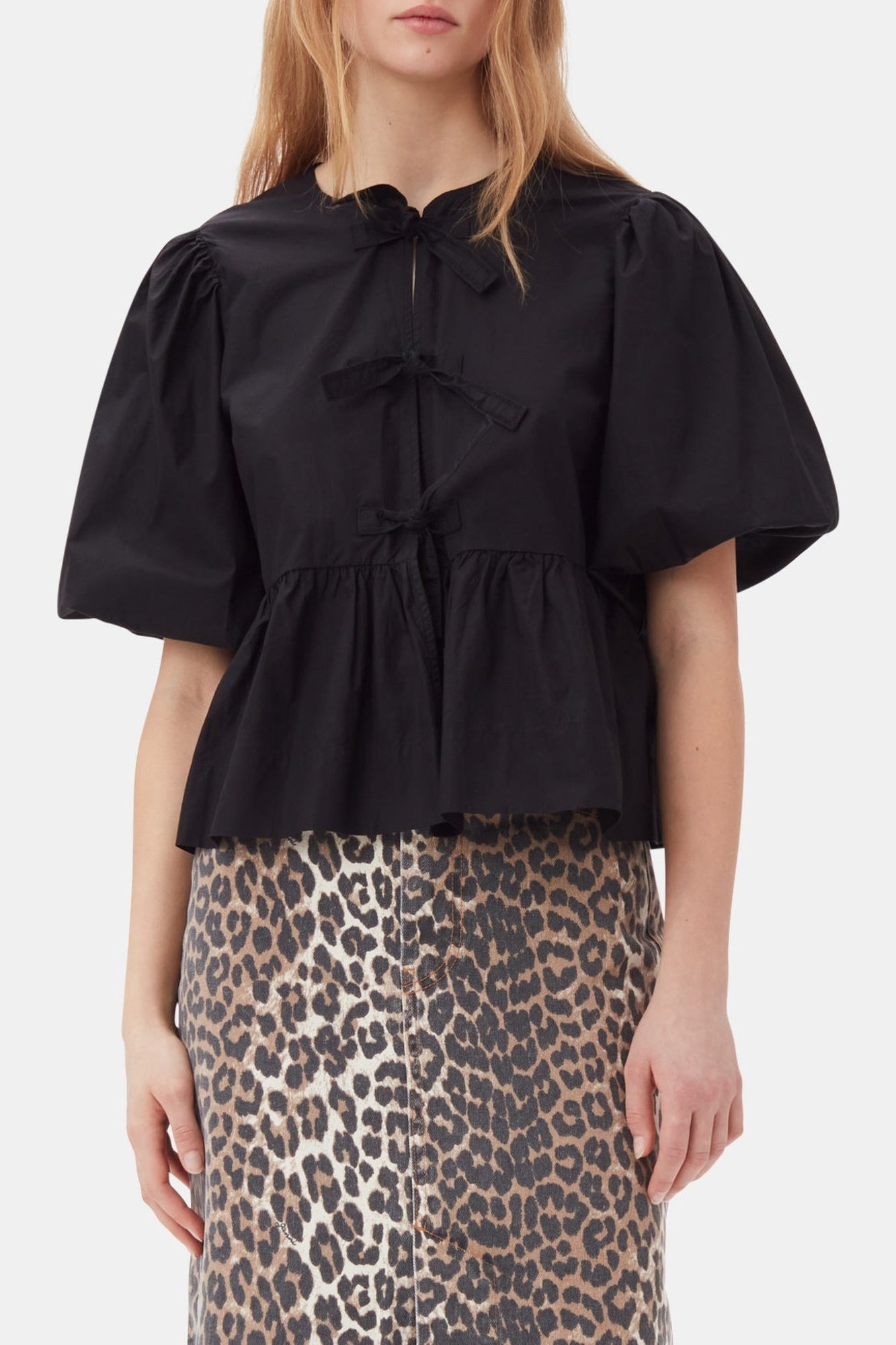 Basque and lace blouse - Black