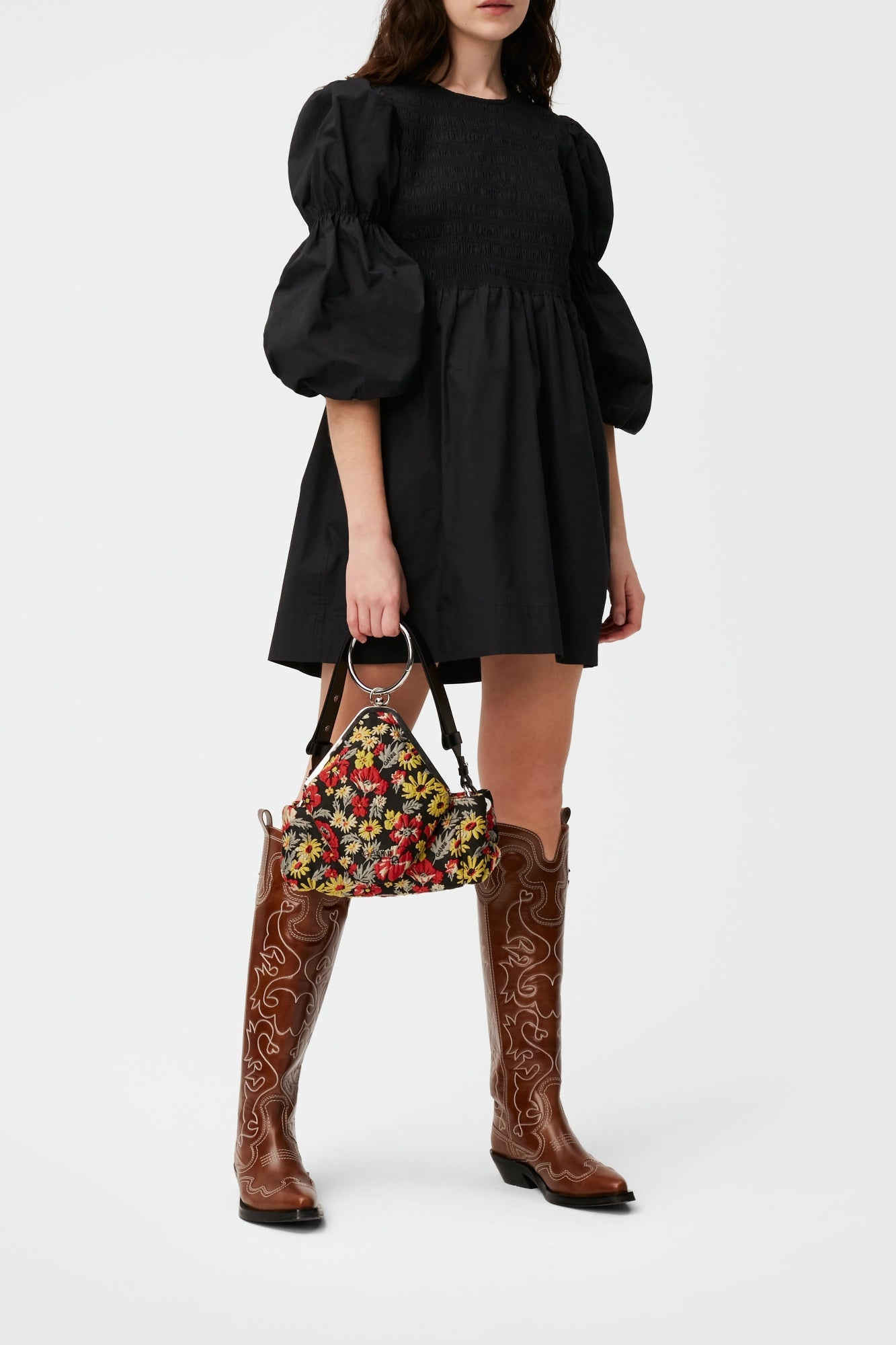 Short smocked dress - Black