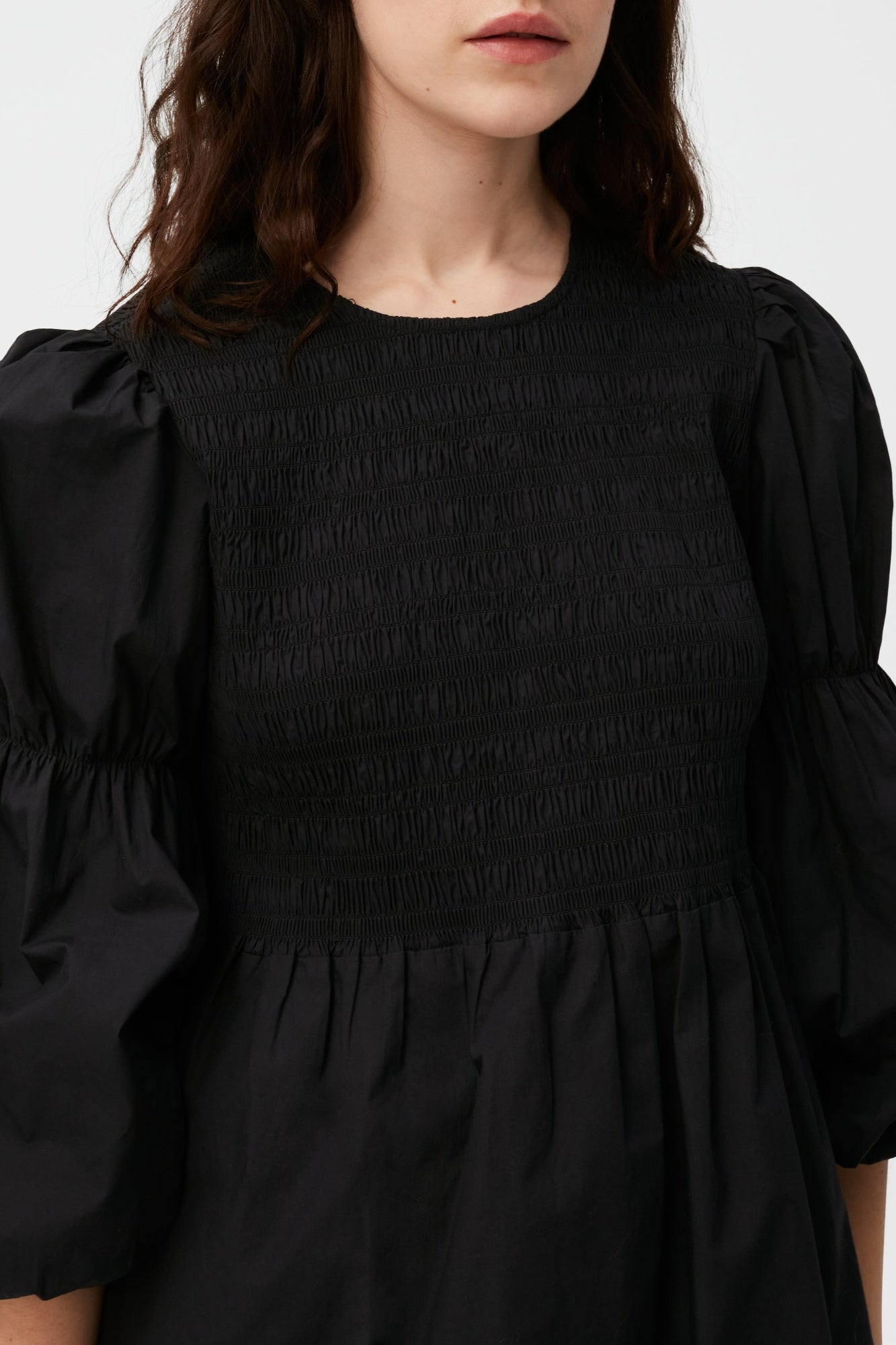 Short smocked dress - Black