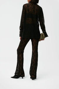 Lace flared trousers - Black