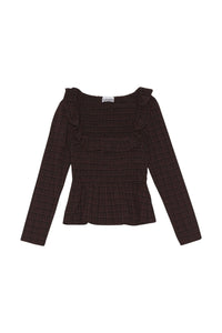 Blouse à smocks en crêpe - Chicory Coffee