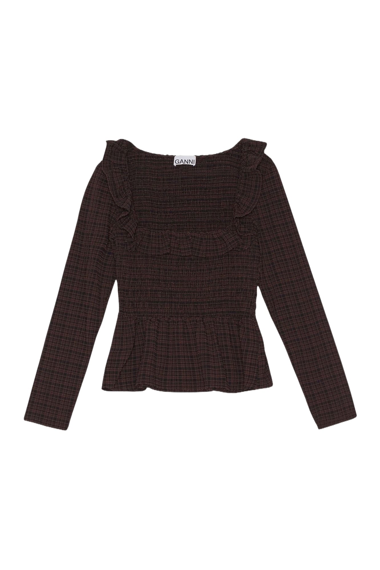 Blouse à smocks en crêpe - Chicory Coffee