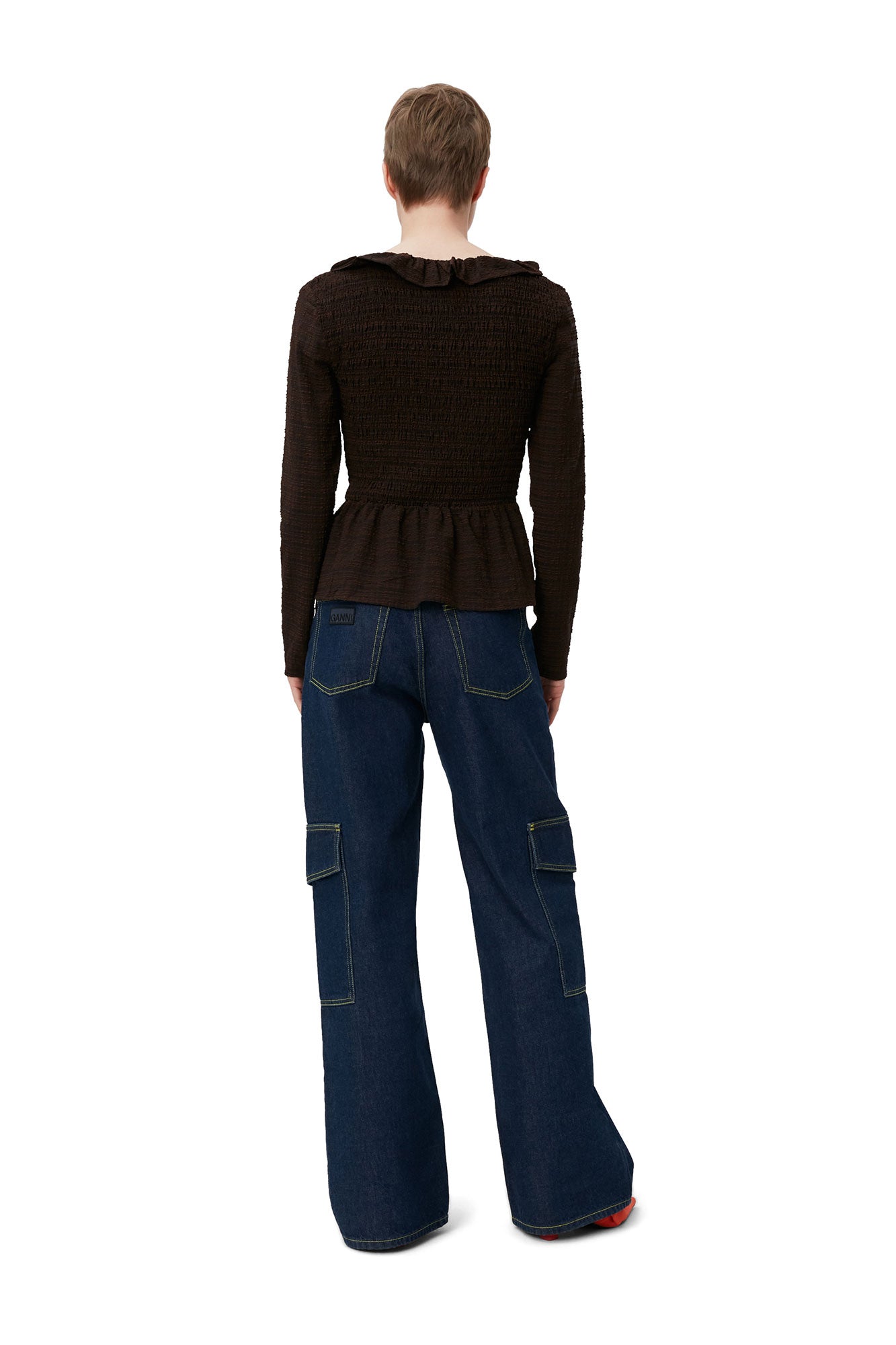 Blouse à smocks en crêpe - Chicory Coffee