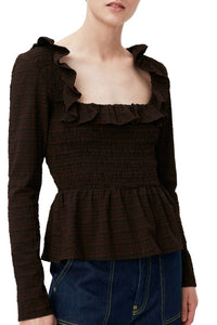 Blouse à smocks en crêpe - Chicory Coffee