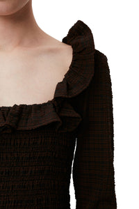 Blouse à smocks en crêpe - Chicory Coffee