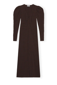 Robe longue à col V en crêpe - Chicory Coffee