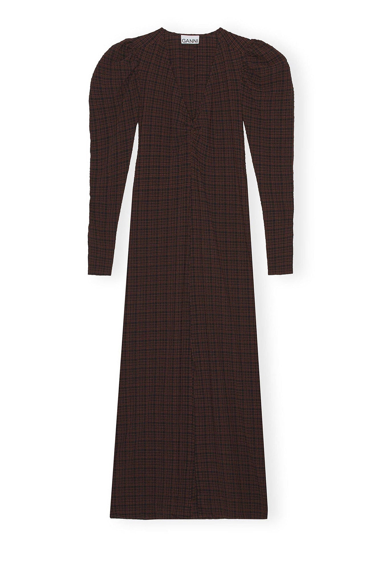 Robe longue à col V en crêpe - Chicory Coffee