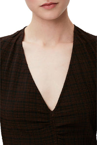 Robe longue à col V en crêpe - Chicory Coffee
