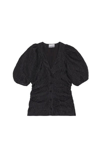 Blouse à col V en jacquard - Black