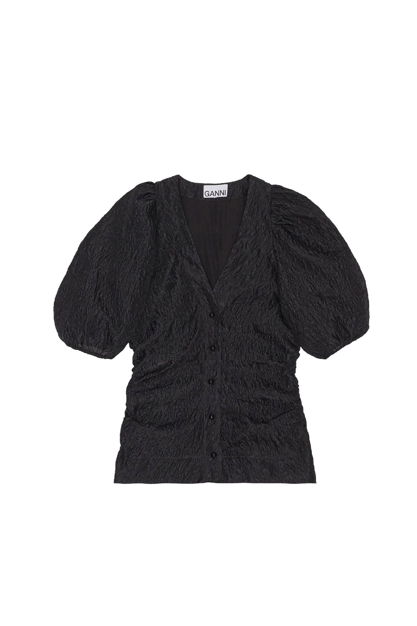 Blouse à col V en jacquard - Black