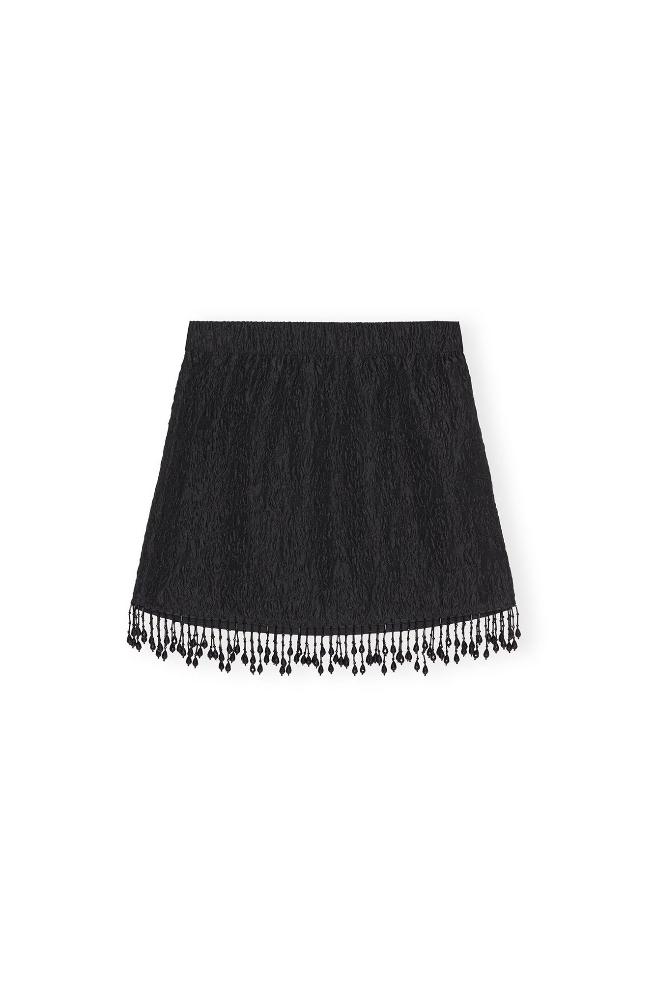 Jupe courtejacquard avec franges en perles - Black