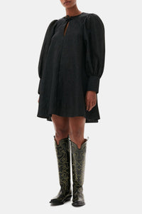 Robe courte organza en jacquard - Black