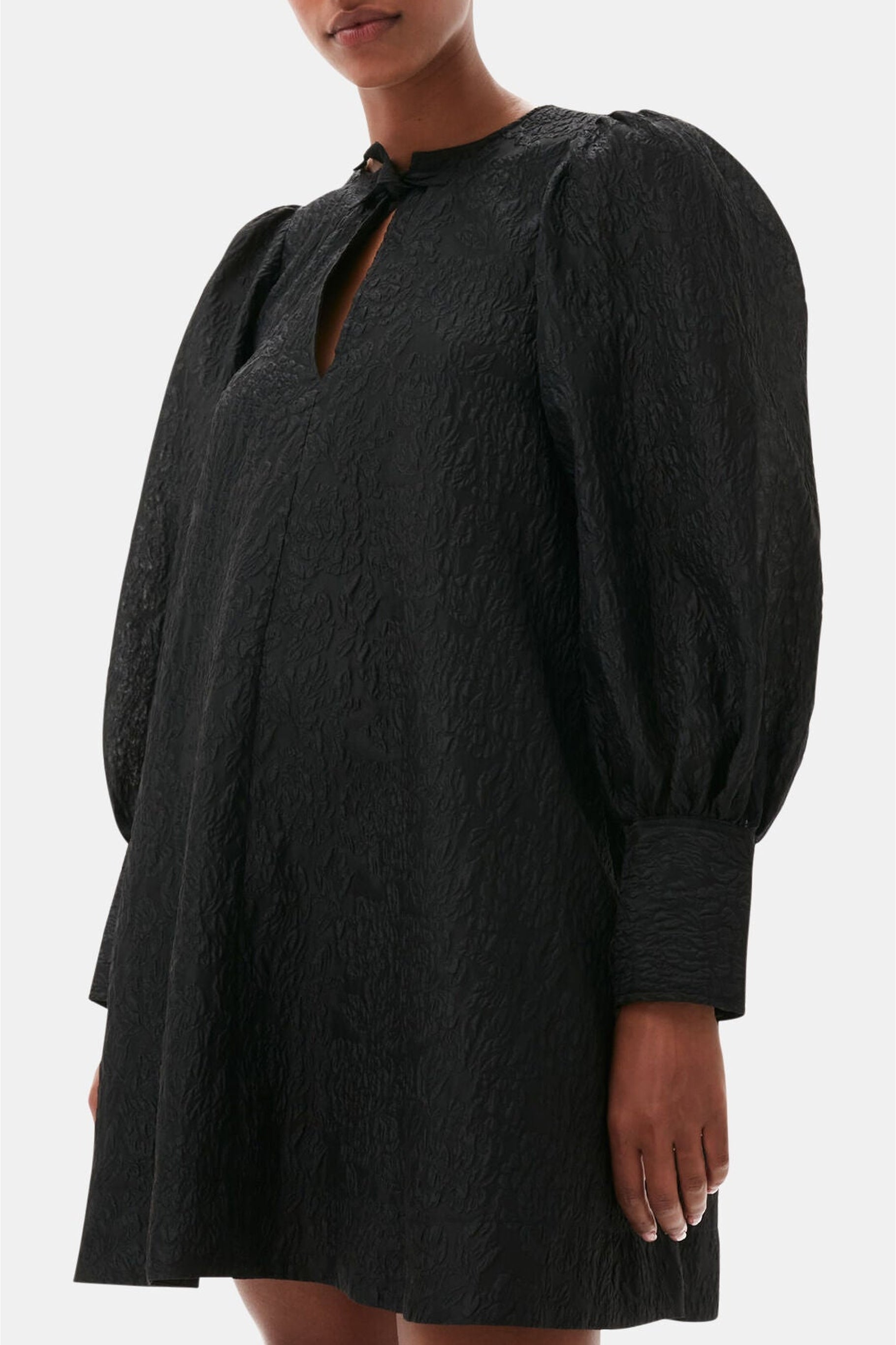 Robe courte organza en jacquard - Black