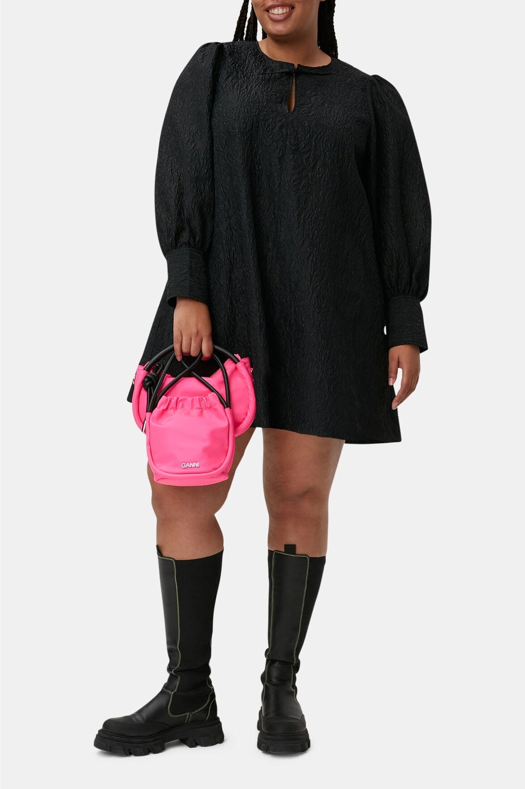 Robe courte organza en jacquard - Black
