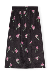 Jupe longue élastiquée fluide en satin - Black