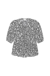 Chemisier péplum en crêpe imprimé - Black